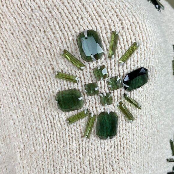 J. Crew Women's Size XXS Cream Linen Jeweled Medallion Knit Crewneck Sweater Top - Picture 9 of 13